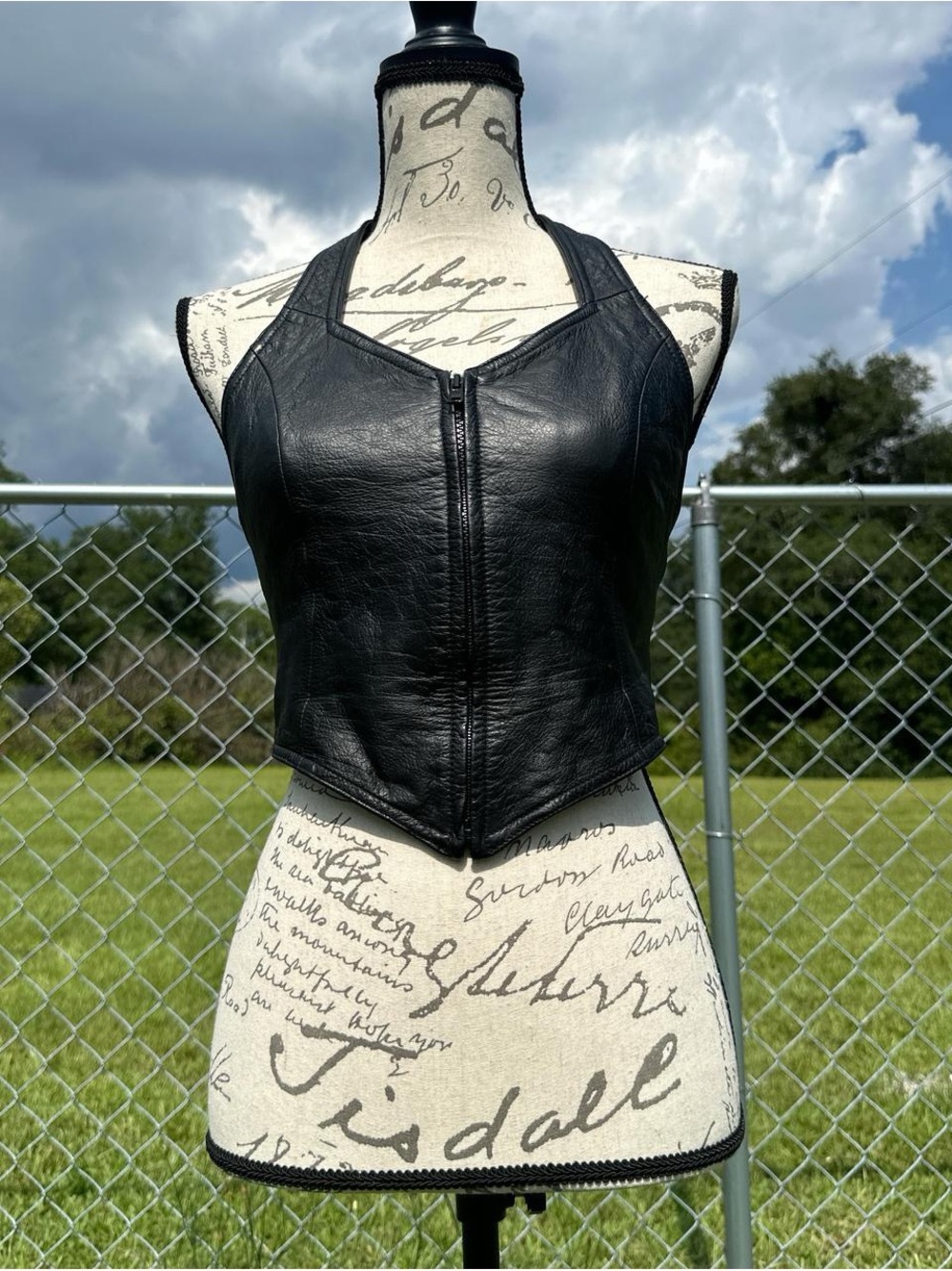 Genuine Leather Zip-Up Corset Top/Vest